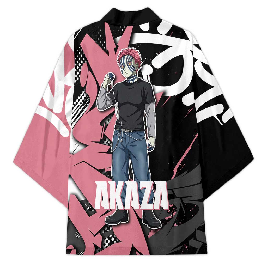 Akaza Demon Slayer Kimono Pink & Black Graffiti Anime Graphic