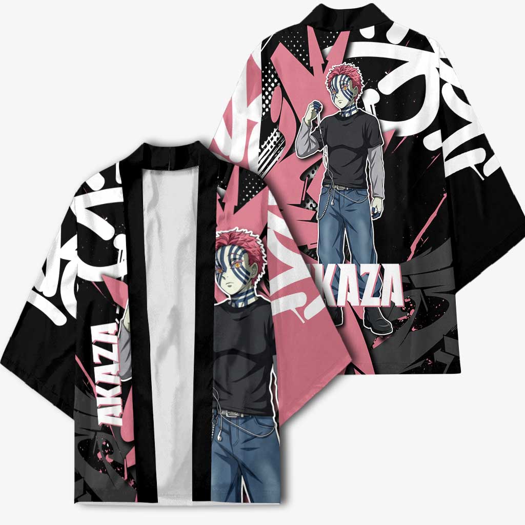 Akaza Demon Slayer Kimono Pink & Black Graffiti Anime Graphic