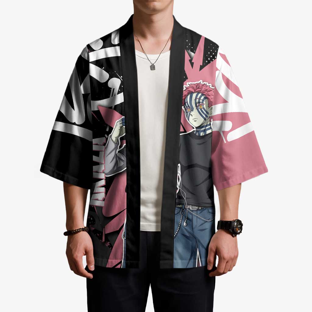 Akaza Demon Slayer Kimono Pink & Black Graffiti Anime Graphic