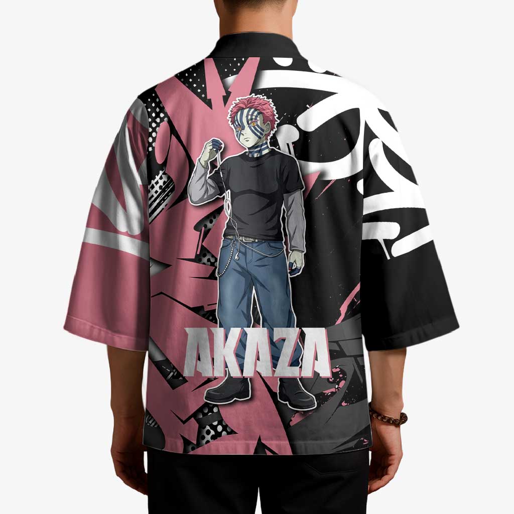 Akaza Demon Slayer Kimono Pink & Black Graffiti Anime Graphic
