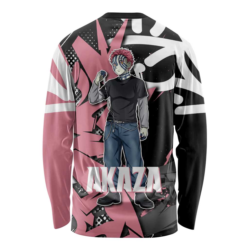 Akaza Demon Slayer Long Sleeve Shirt Pink & Black Graffiti Anime Graphic