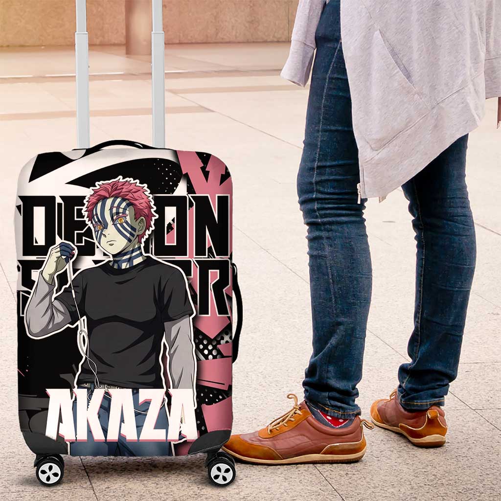 Akaza Demon Slayer Luggage Cover Pink & Black Graffiti Anime Graphic
