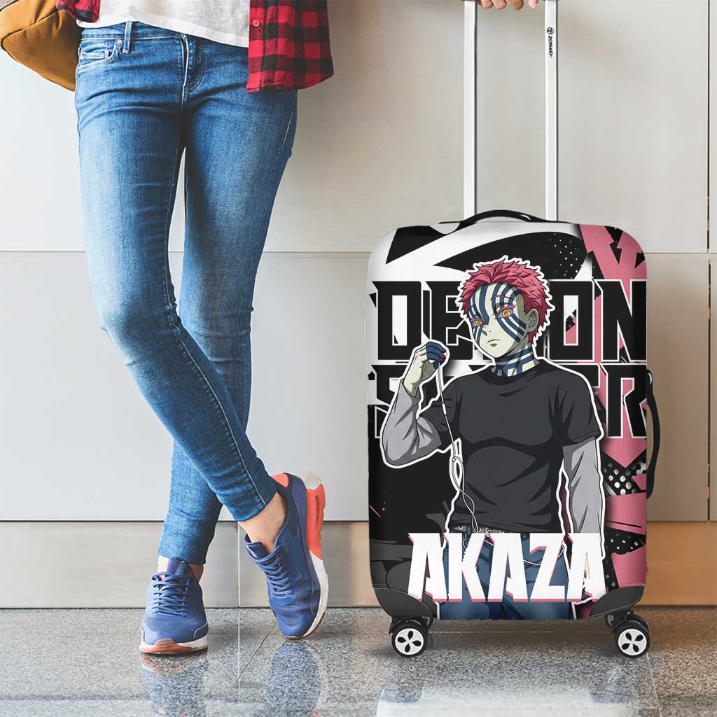 Akaza Demon Slayer Luggage Cover Pink & Black Graffiti Anime Graphic