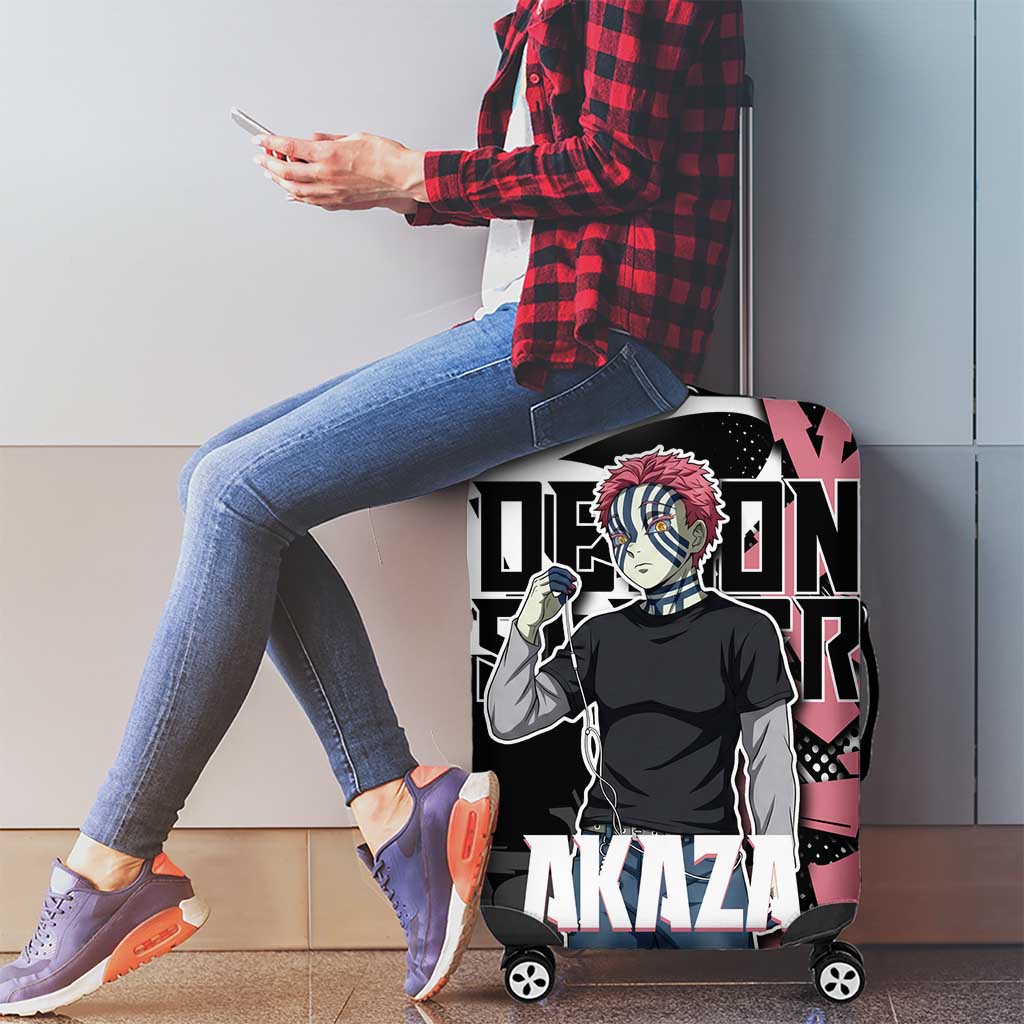 Akaza Demon Slayer Luggage Cover Pink & Black Graffiti Anime Graphic