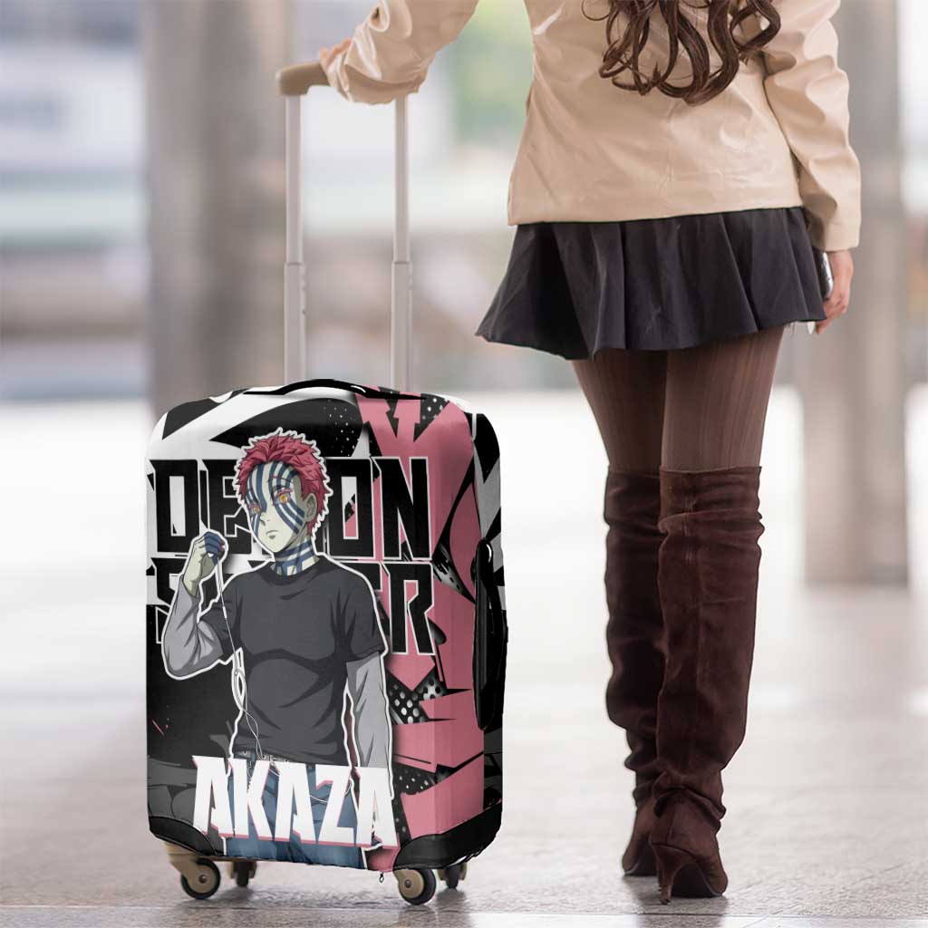 Akaza Demon Slayer Luggage Cover Pink & Black Graffiti Anime Graphic