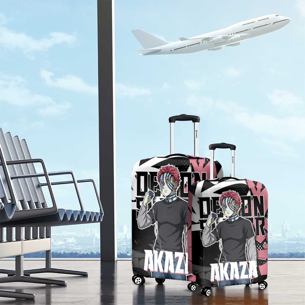 Akaza Demon Slayer Luggage Cover Pink & Black Graffiti Anime Graphic