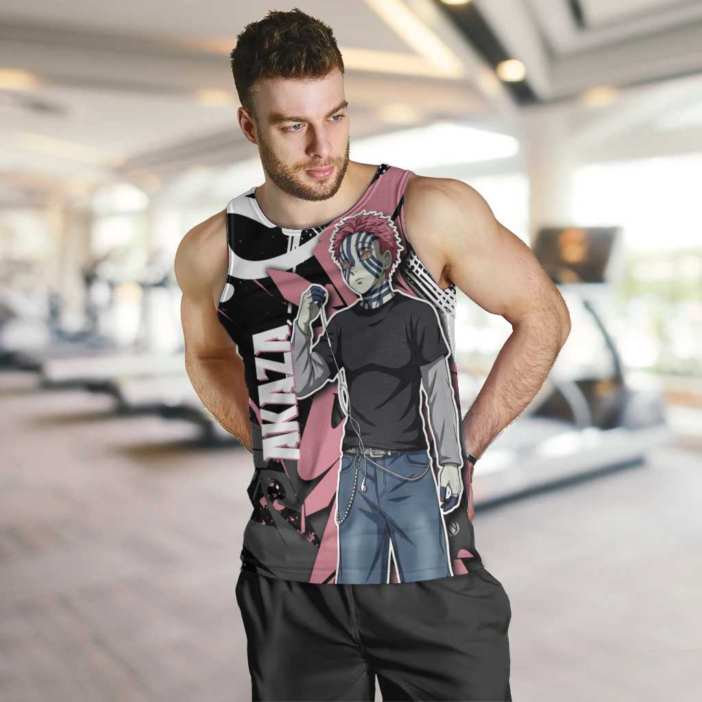 Akaza Demon Slayer Men Tank Top Pink & Black Graffiti Anime Graphic