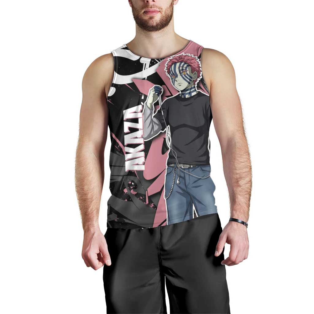 Akaza Demon Slayer Men Tank Top Pink & Black Graffiti Anime Graphic