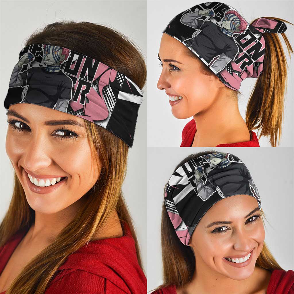 Akaza Demon Slayer Neck Gaiter Pink & Black Graffiti Anime Graphic