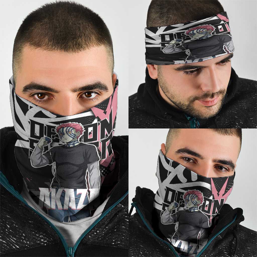 Akaza Demon Slayer Neck Gaiter Pink & Black Graffiti Anime Graphic