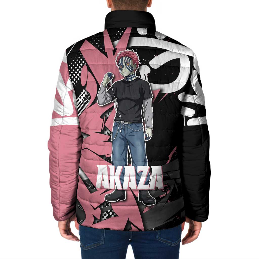 Akaza Demon Slayer Padded Jacket Pink & Black Graffiti Anime Graphic