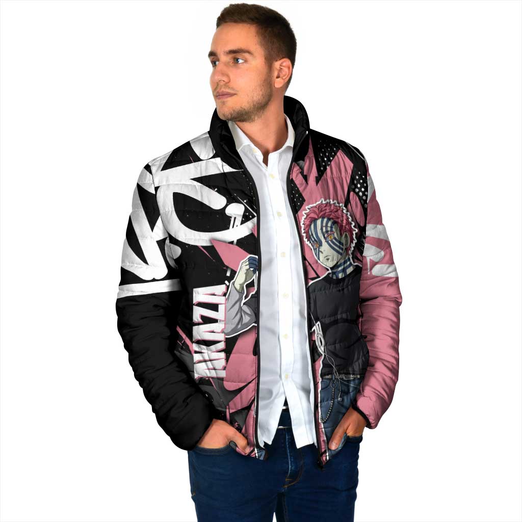 Akaza Demon Slayer Padded Jacket Pink & Black Graffiti Anime Graphic