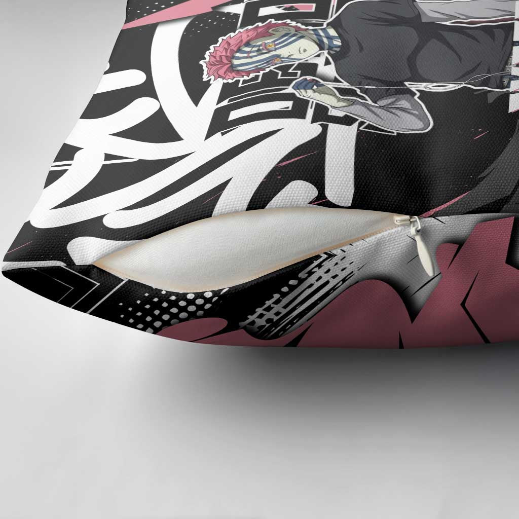 Akaza Demon Slayer Pillow Cover Pink & Black Graffiti Anime Graphic