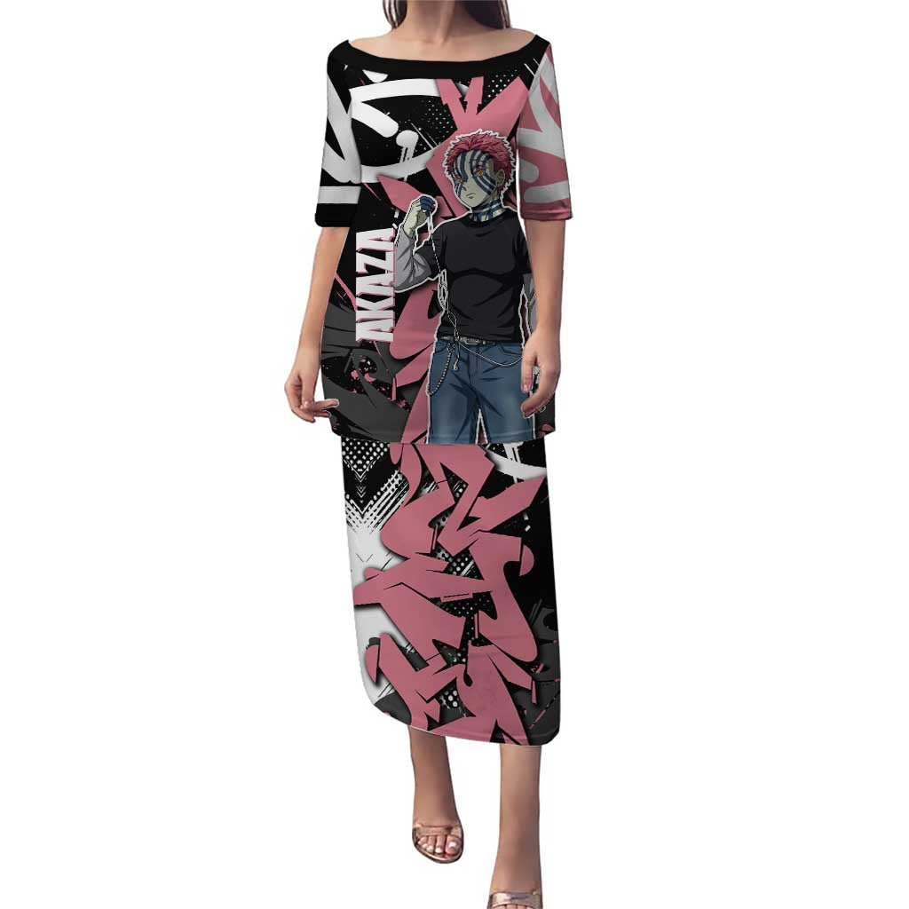 Akaza Demon Slayer Puletasi Pink & Black Graffiti Anime Graphic