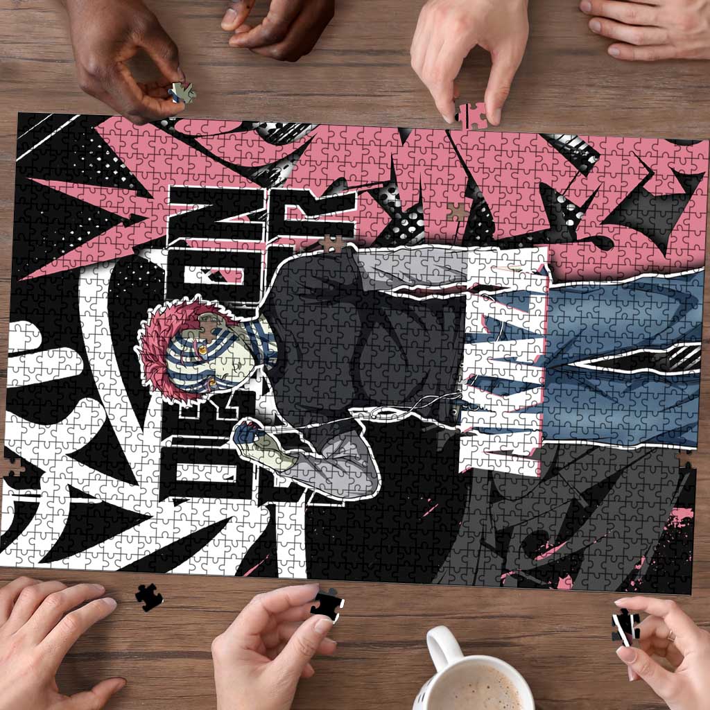 Akaza Demon Slayer Puzzle Pink & Black Graffiti Anime Graphic