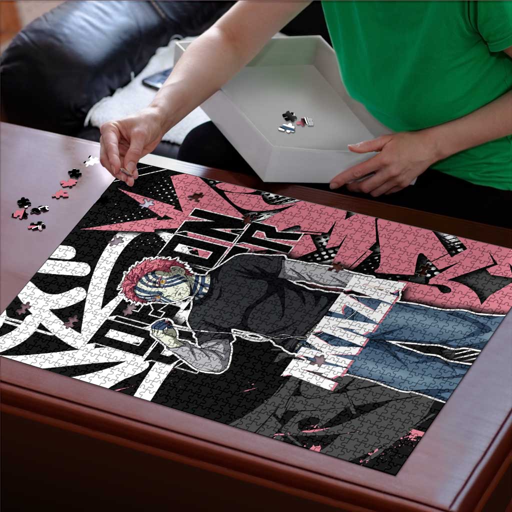 Akaza Demon Slayer Puzzle Pink & Black Graffiti Anime Graphic