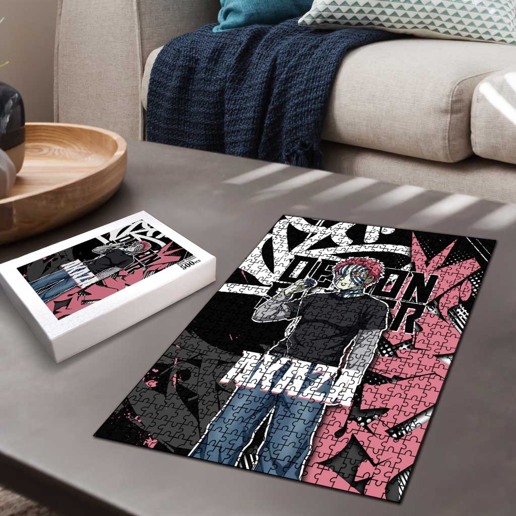 Akaza Demon Slayer Puzzle Pink & Black Graffiti Anime Graphic