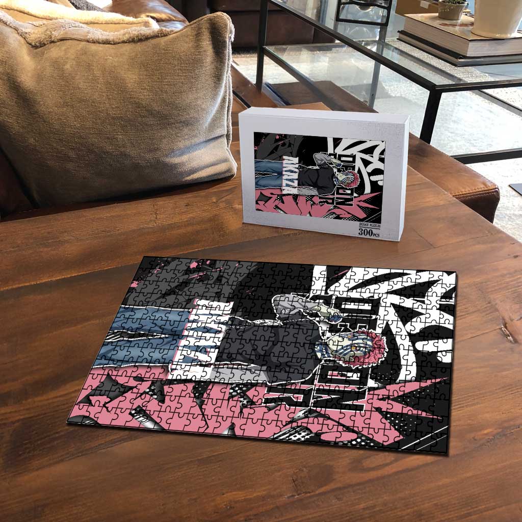 Akaza Demon Slayer Puzzle Pink & Black Graffiti Anime Graphic