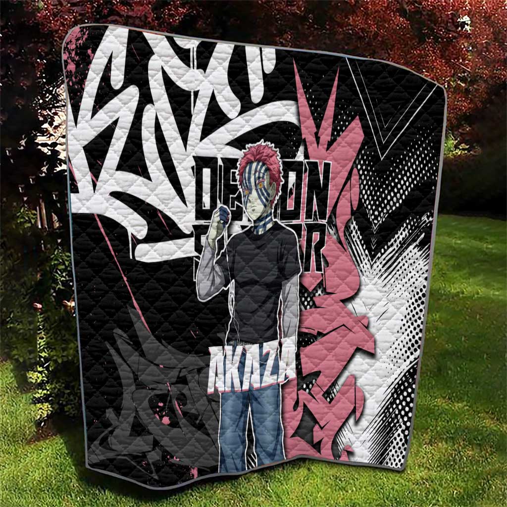 Akaza Demon Slayer Quilt Pink & Black Graffiti Anime Graphic
