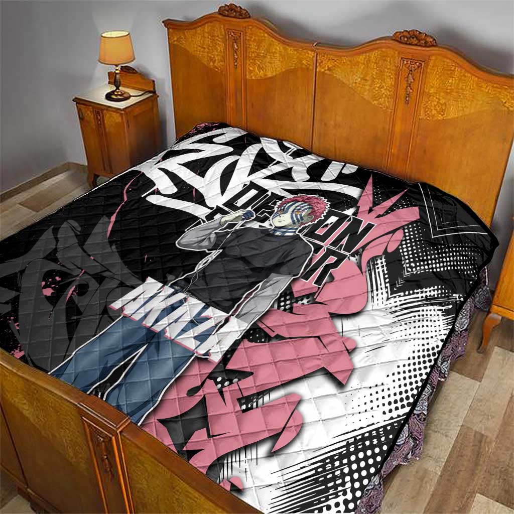 Akaza Demon Slayer Quilt Pink & Black Graffiti Anime Graphic