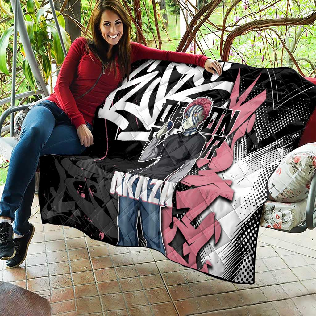 Akaza Demon Slayer Quilt Pink & Black Graffiti Anime Graphic