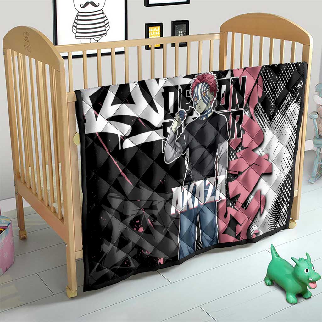 Akaza Demon Slayer Quilt Pink & Black Graffiti Anime Graphic