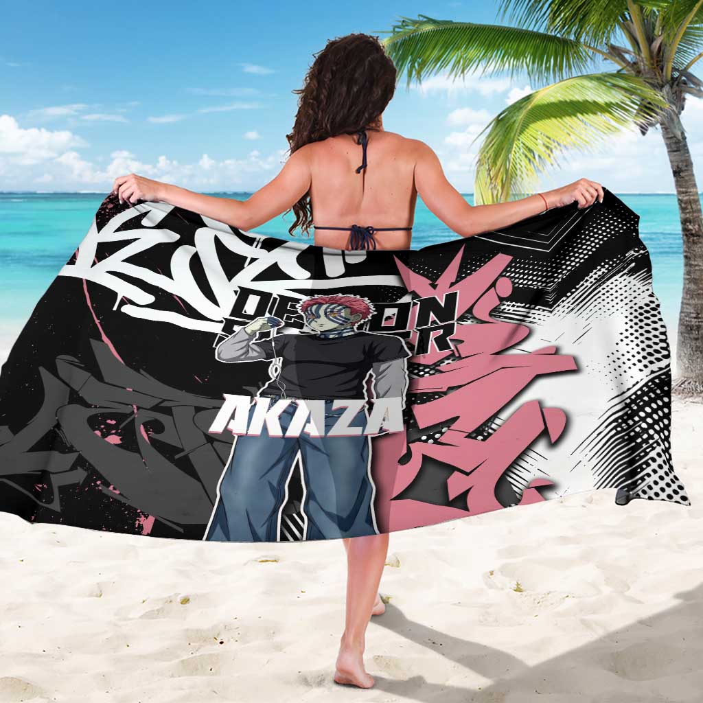 Akaza Demon Slayer Sarong Pink & Black Graffiti Anime Graphic