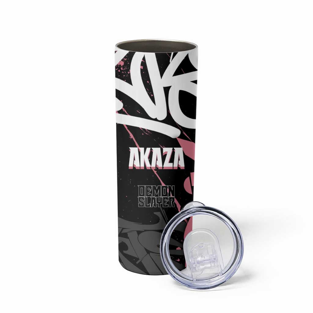 Akaza Demon Slayer Skinny Tumbler Pink & Black Graffiti Anime Graphic