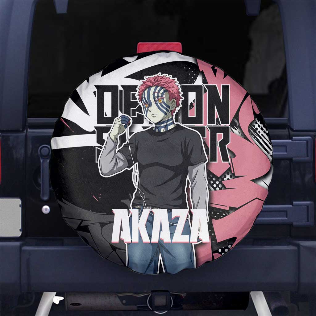 Akaza Demon Slayer Spare Tire Cover Pink & Black Graffiti Anime Graphic