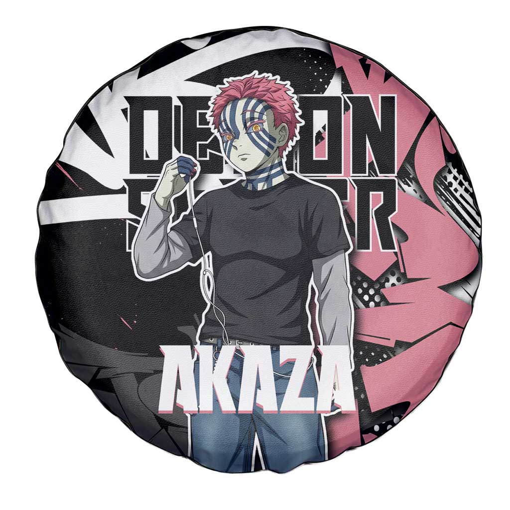 Akaza Demon Slayer Spare Tire Cover Pink & Black Graffiti Anime Graphic