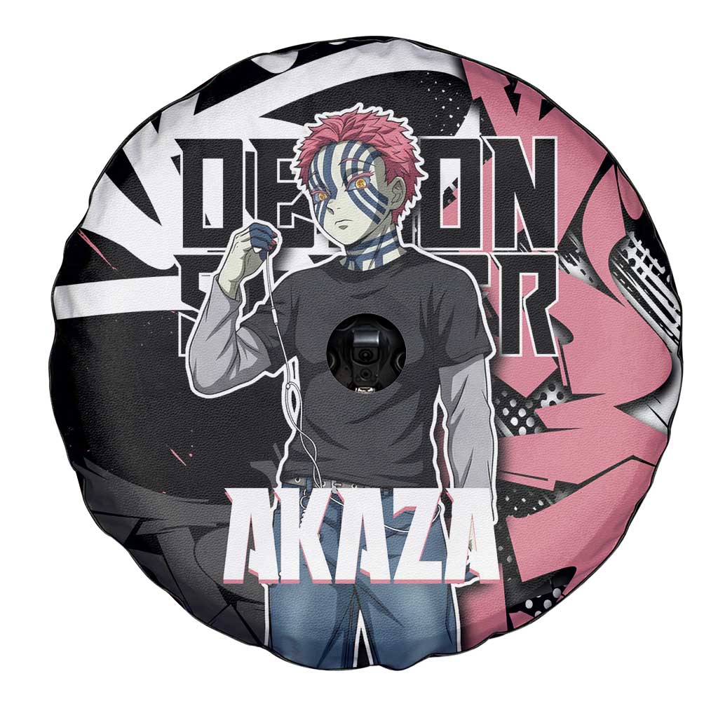 Akaza Demon Slayer Spare Tire Cover Pink & Black Graffiti Anime Graphic