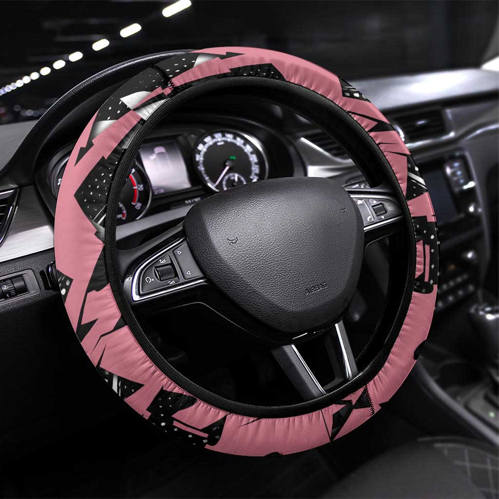 Akaza Demon Slayer Steering Wheel Cover Pink & Black Graffiti Anime Graphic