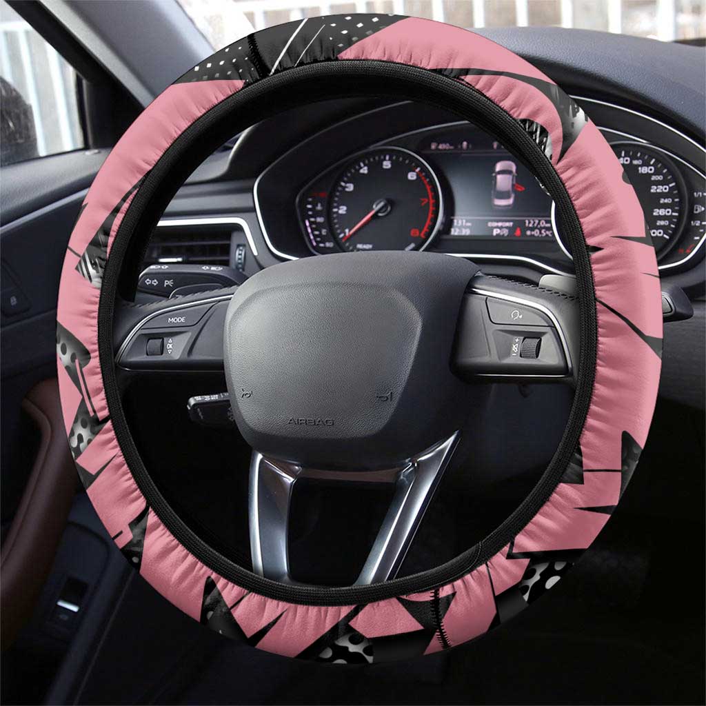 Akaza Demon Slayer Steering Wheel Cover Pink & Black Graffiti Anime Graphic