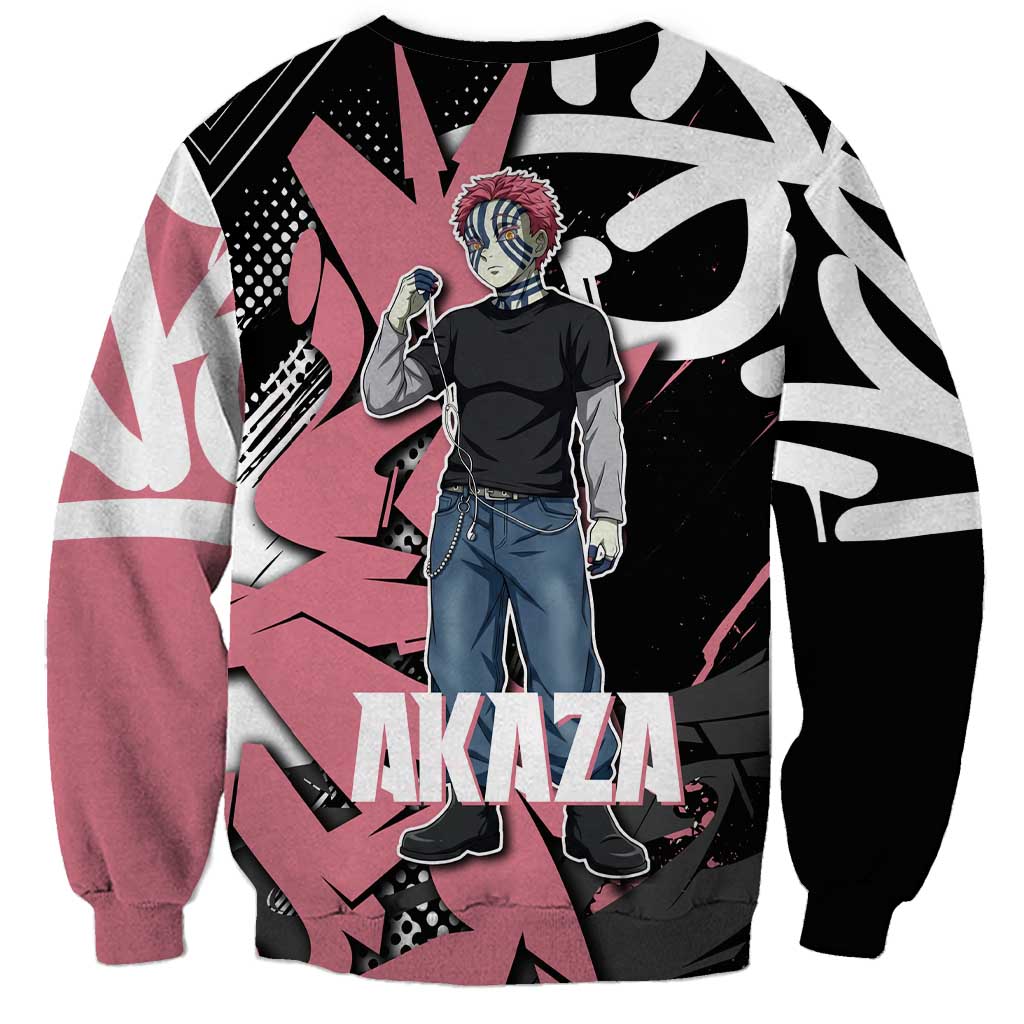 Akaza Demon Slayer Sweatshirt Pink & Black Graffiti Anime Graphic