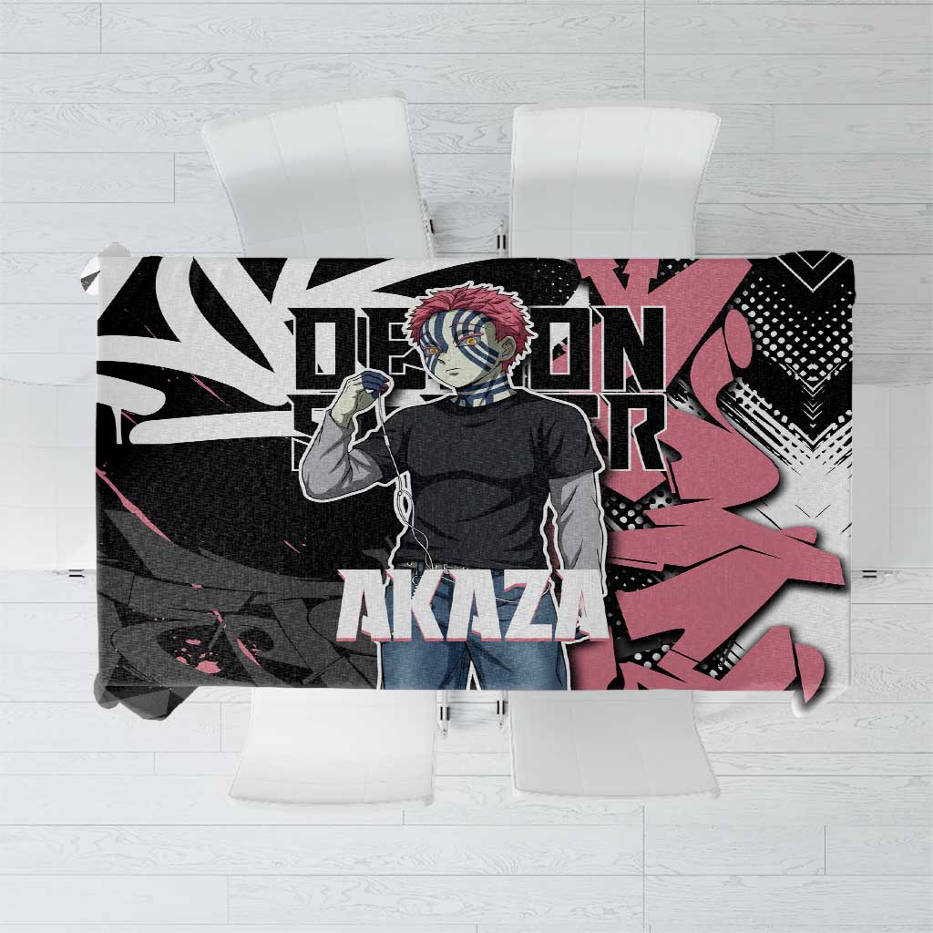 Akaza Demon Slayer Tablecloth Pink & Black Graffiti Anime Graphic