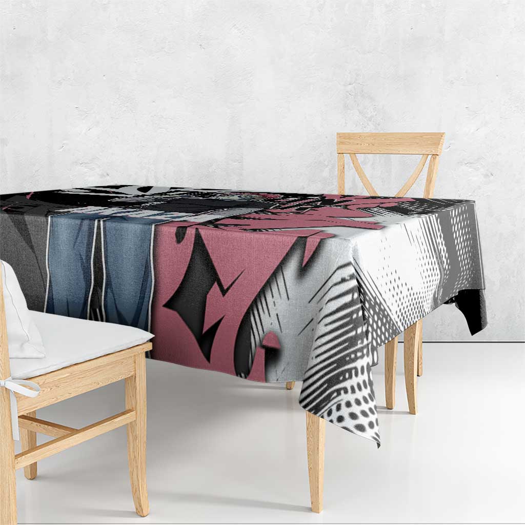Akaza Demon Slayer Tablecloth Pink & Black Graffiti Anime Graphic