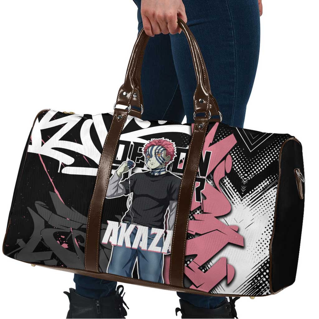 Akaza Demon Slayer Travel Bag Pink & Black Graffiti Anime Graphic