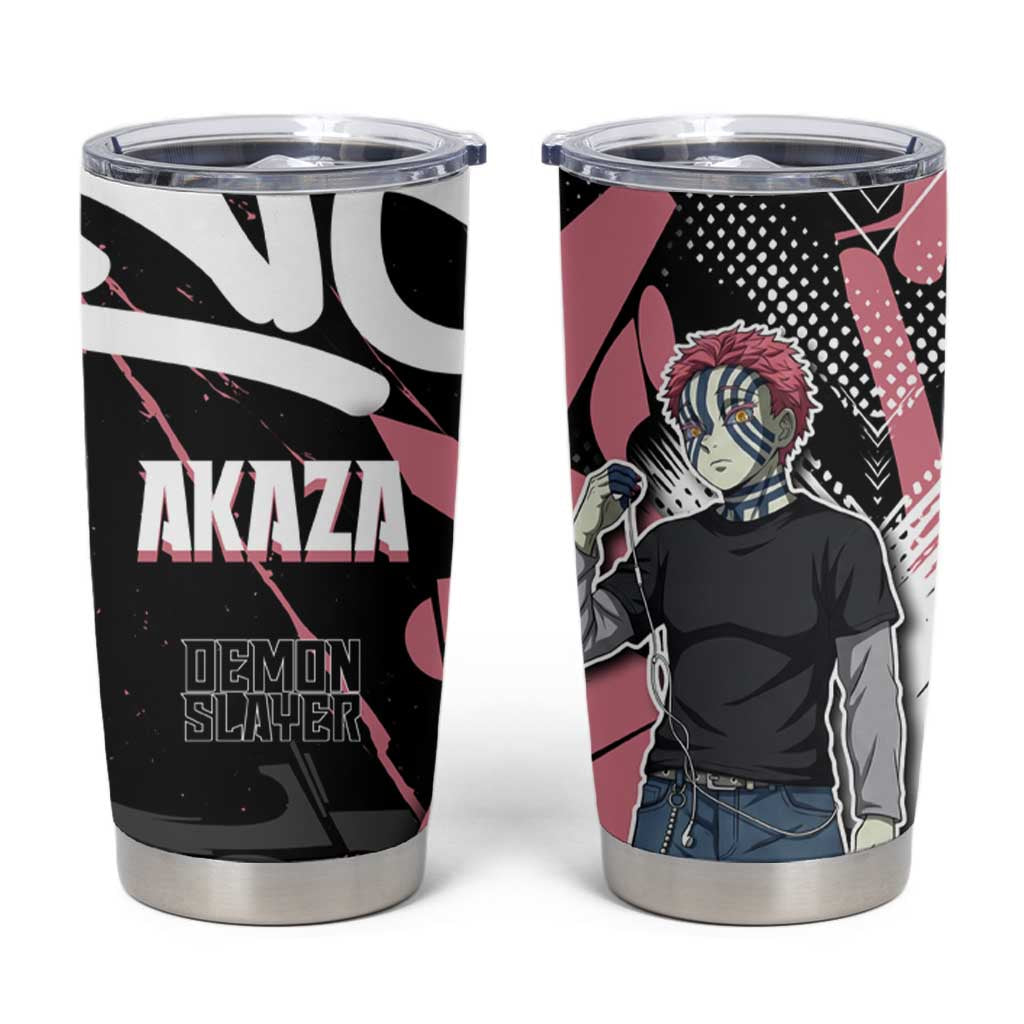 Akaza Demon Slayer Tumbler Cup Pink & Black Graffiti Anime Graphic