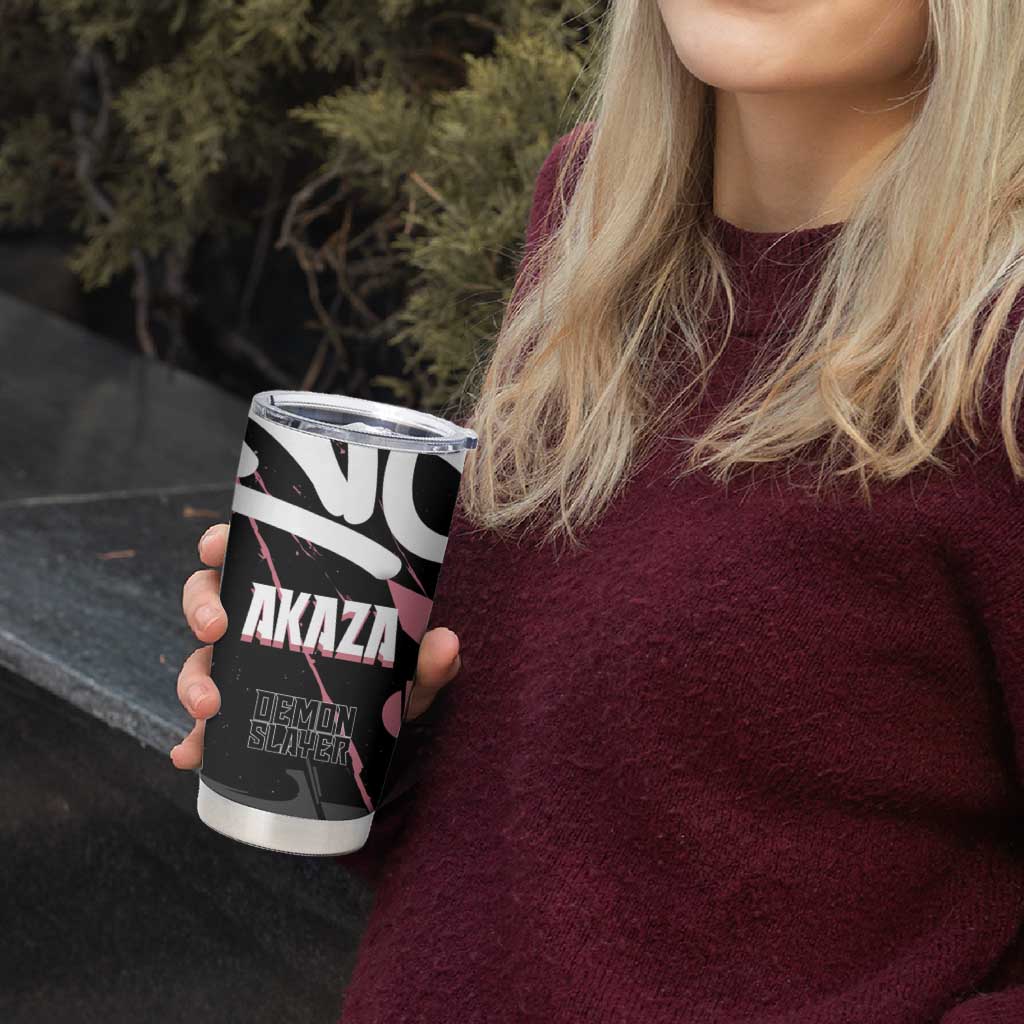 Akaza Demon Slayer Tumbler Cup Pink & Black Graffiti Anime Graphic