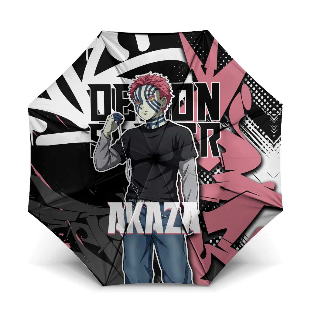 Akaza Demon Slayer Umbrella Pink & Black Graffiti Anime Graphic