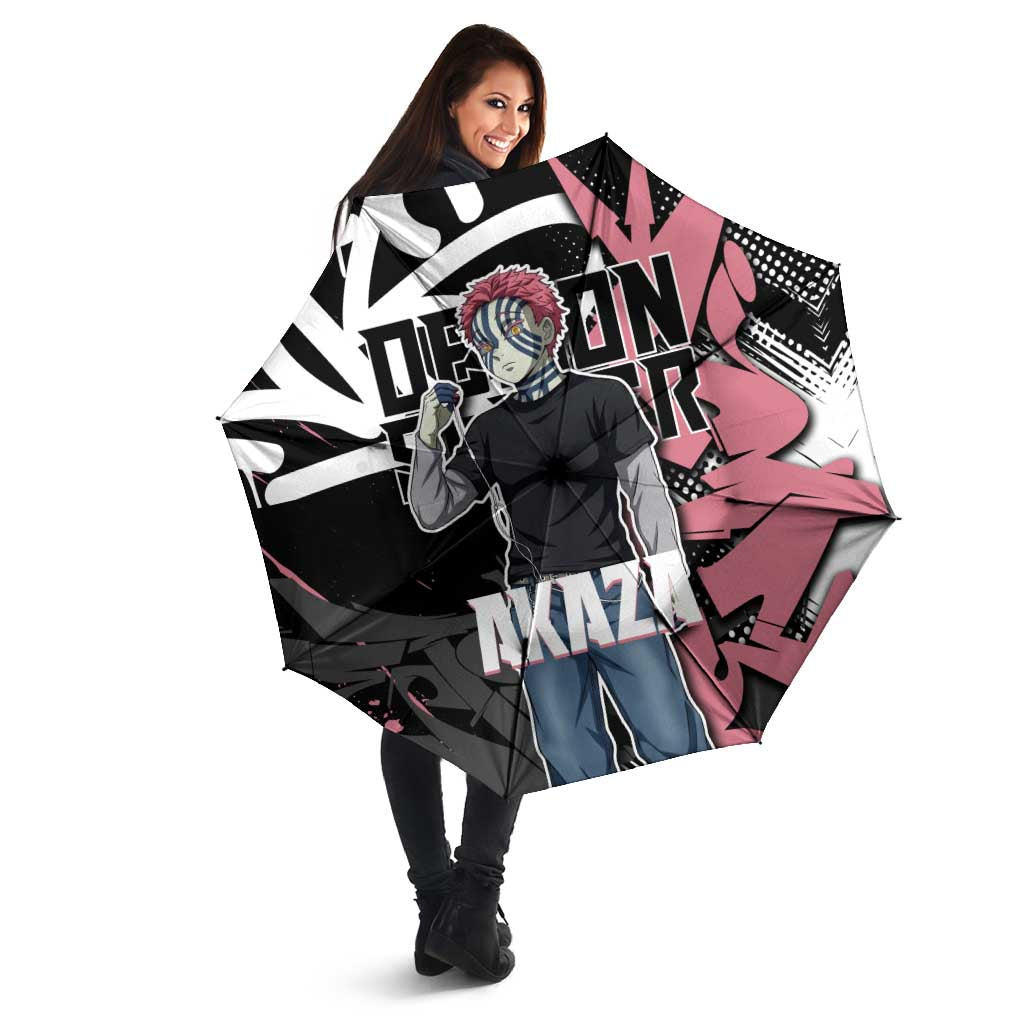 Akaza Demon Slayer Umbrella Pink & Black Graffiti Anime Graphic
