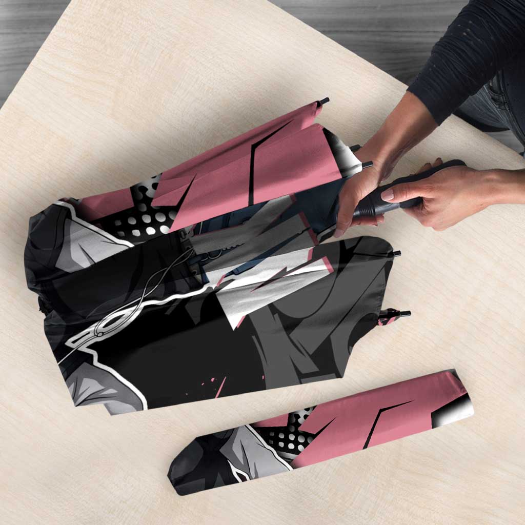 Akaza Demon Slayer Umbrella Pink & Black Graffiti Anime Graphic