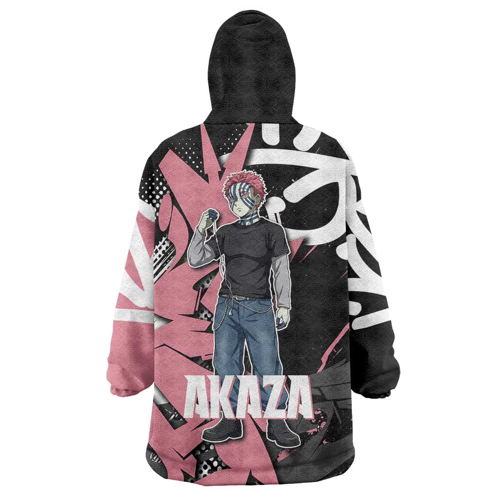 Akaza Demon Slayer Wearable Blanket Hoodie Pink & Black Graffiti Anime Graphic