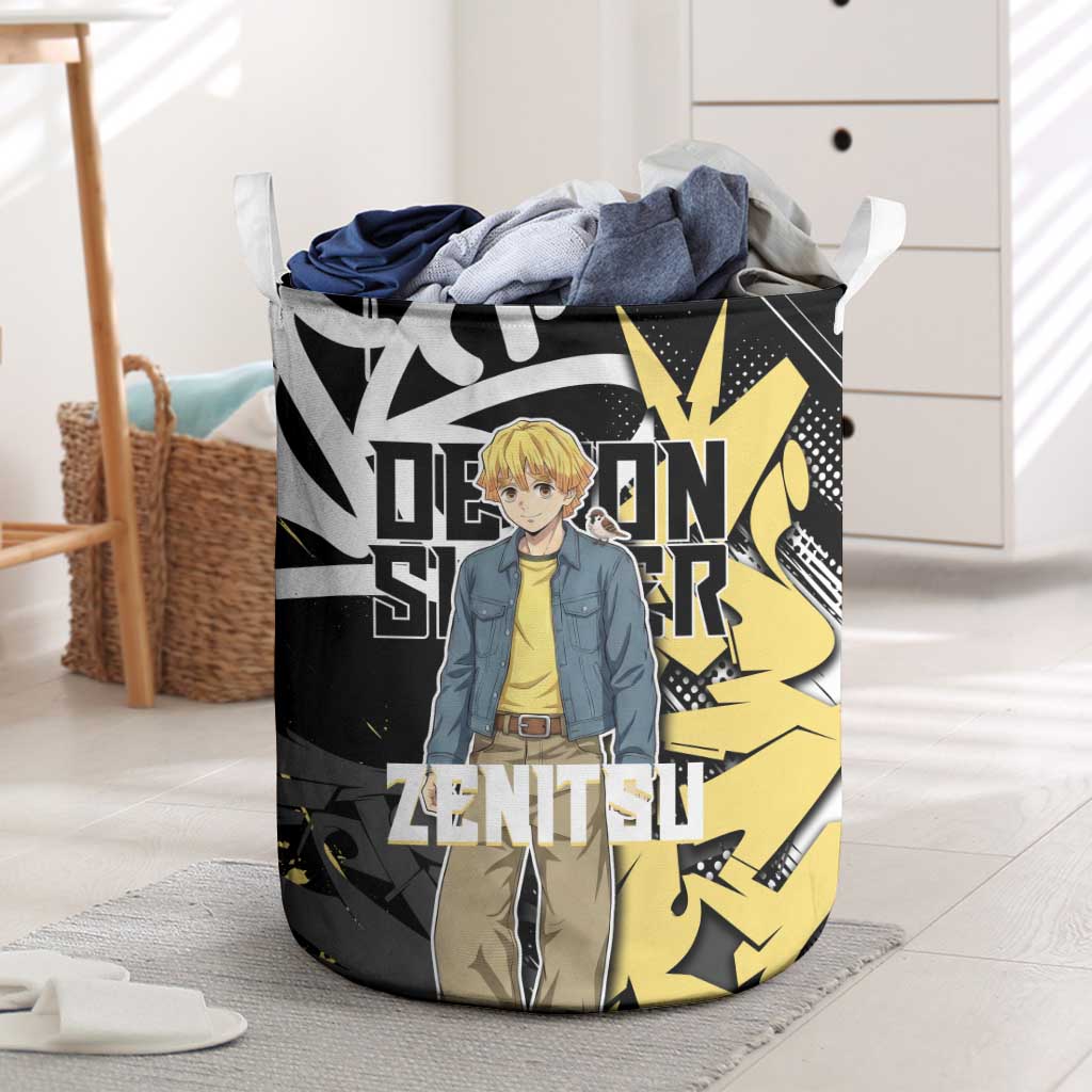 Agatsuma Zenitsu Demon Slayer Laundry Basket Yellow & Black Graffiti Anime