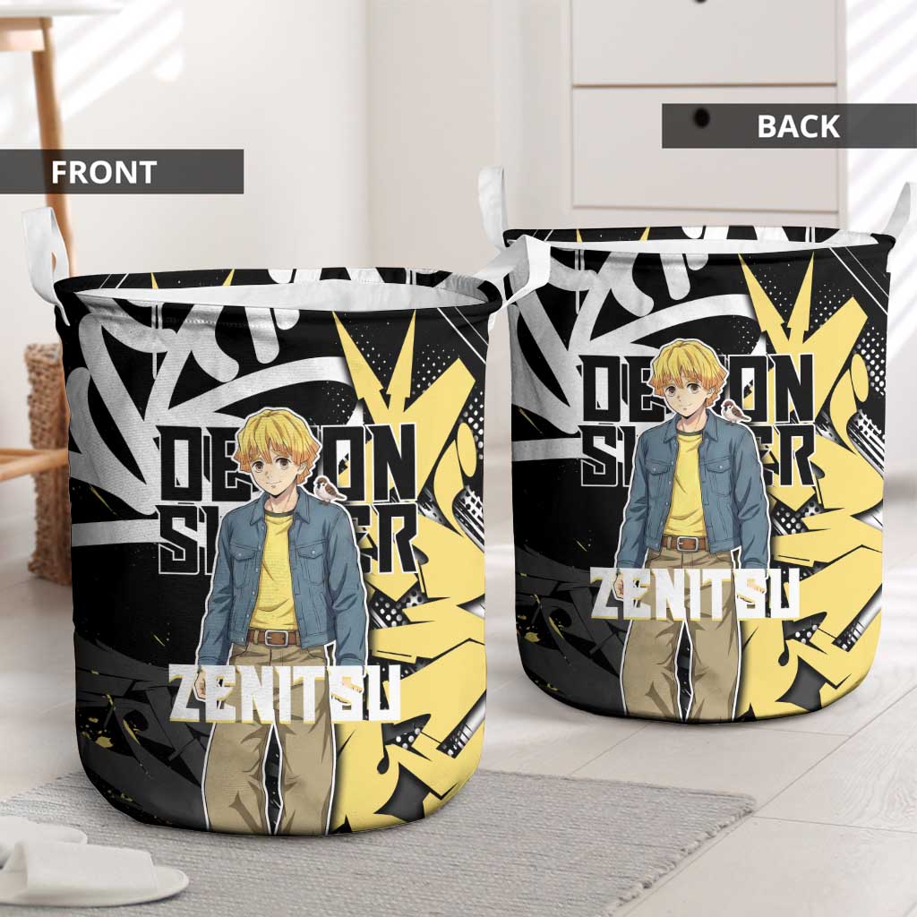 Agatsuma Zenitsu Demon Slayer Laundry Basket Yellow & Black Graffiti Anime