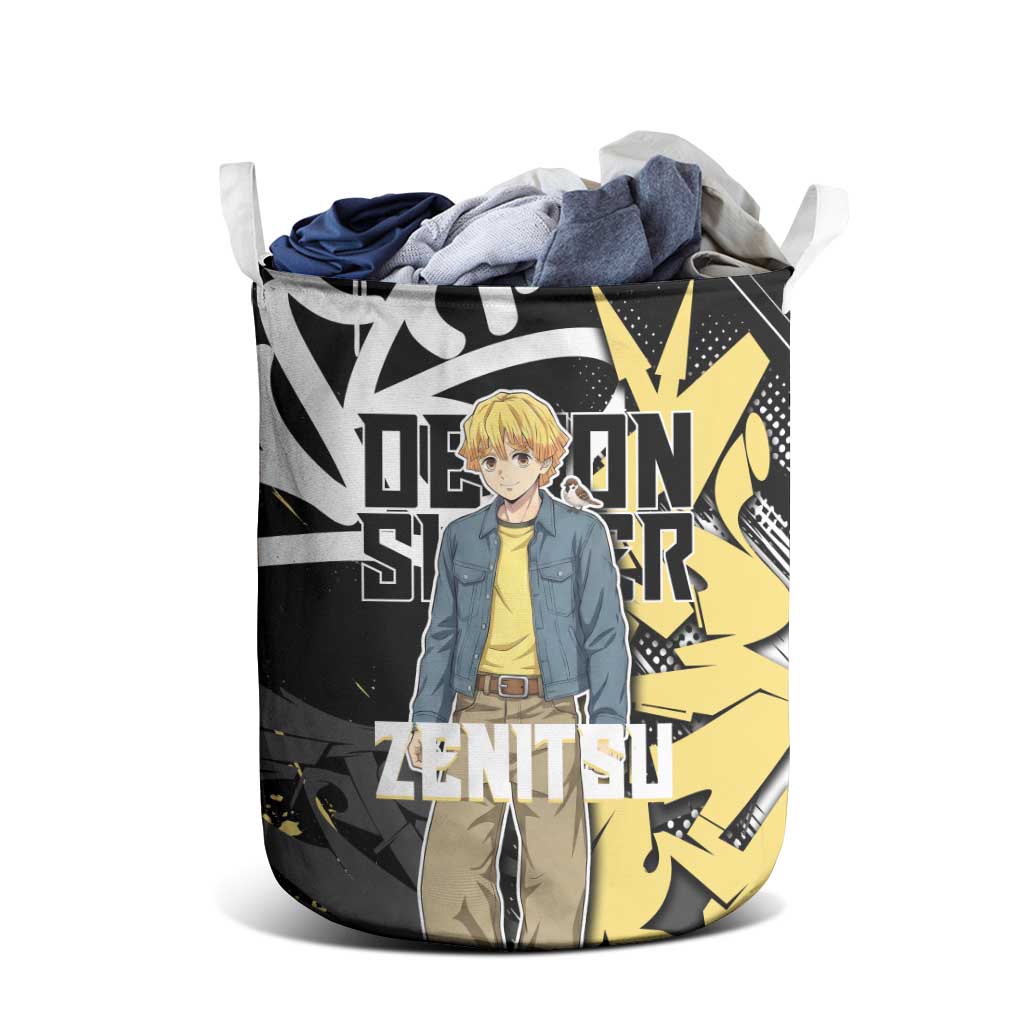 Agatsuma Zenitsu Demon Slayer Laundry Basket Yellow & Black Graffiti Anime