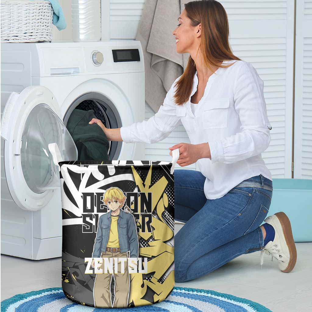 Agatsuma Zenitsu Demon Slayer Laundry Basket Yellow & Black Graffiti Anime