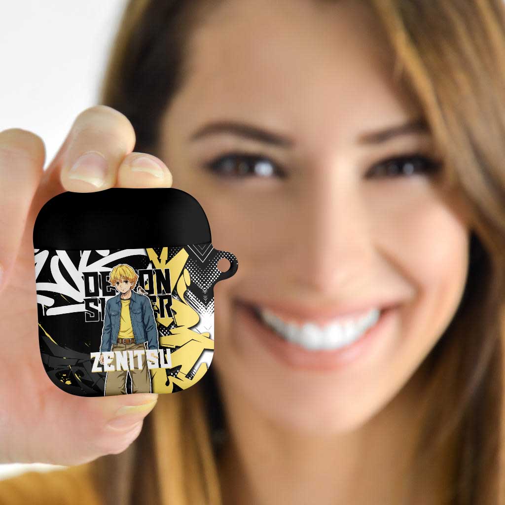 Agatsuma Zenitsu Demon Slayer AirPods Case Yellow & Black Graffiti Anime