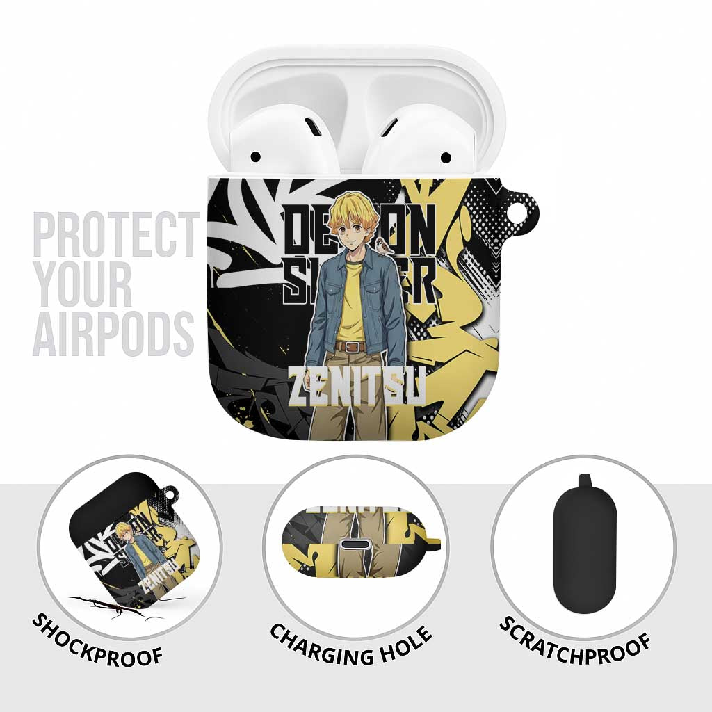 Agatsuma Zenitsu Demon Slayer AirPods Case Yellow & Black Graffiti Anime