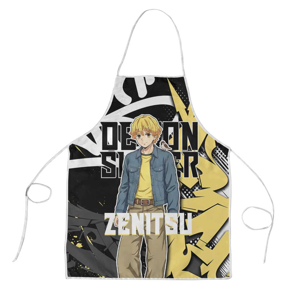 Agatsuma Zenitsu Demon Slayer Apron Yellow & Black Graffiti Anime